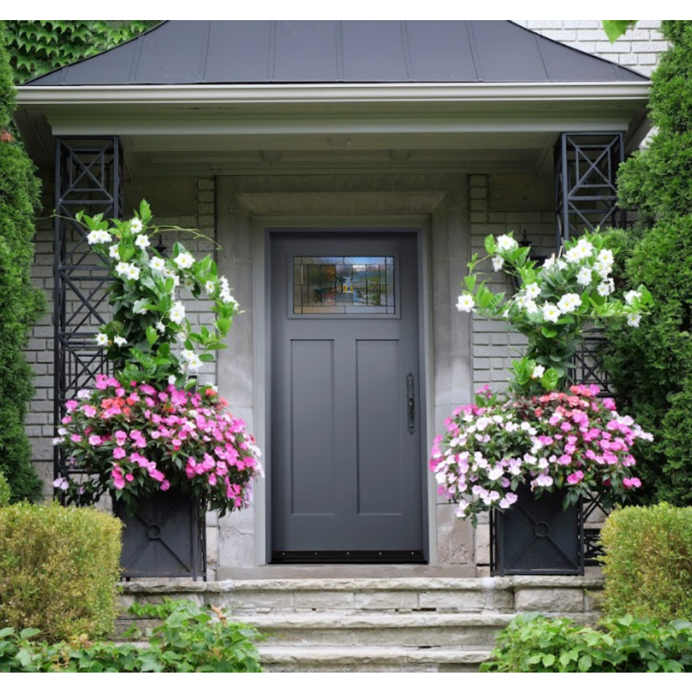 Hometown 3/0x6/8 Single Prehung Fiberglass Door in Gray